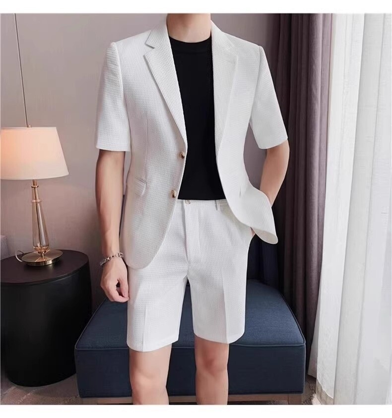 Conjunto Masculino Blazer e Bermuda Bege