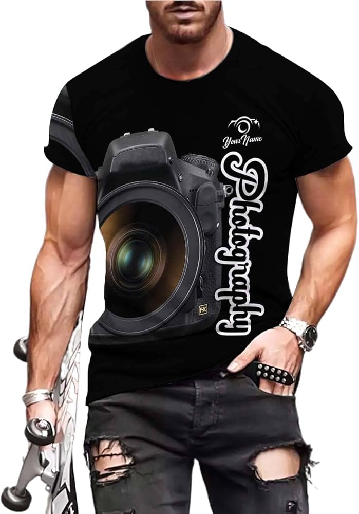 Camiseta Masculina Preta Estampada